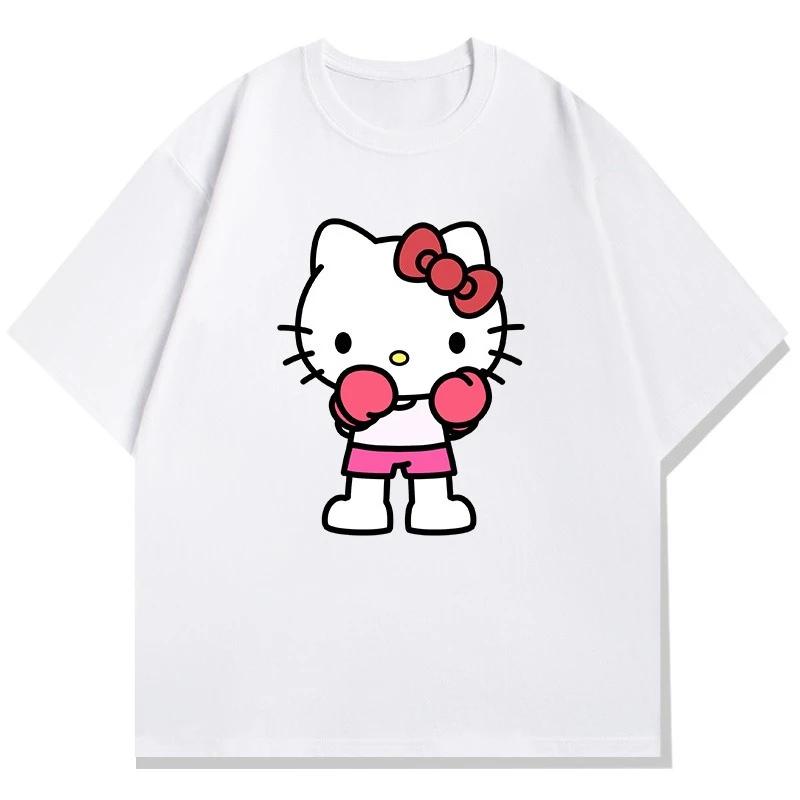 Kelly Cat Printed Tshirt Made of Summer Cotton Fabric for Comfortable Wearing Womens Tshirt for Casual Comfort Y2K Women Top