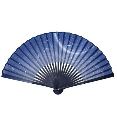 Hanakanzashi Faltende Welle Medaka Fisch Baumwolle Hoch Japanischer Medaka Wasserfluss Baumwolle Herrenfächer, Design, Design, Stoff, Blau, Geschenk, Groß, Luftstrom,