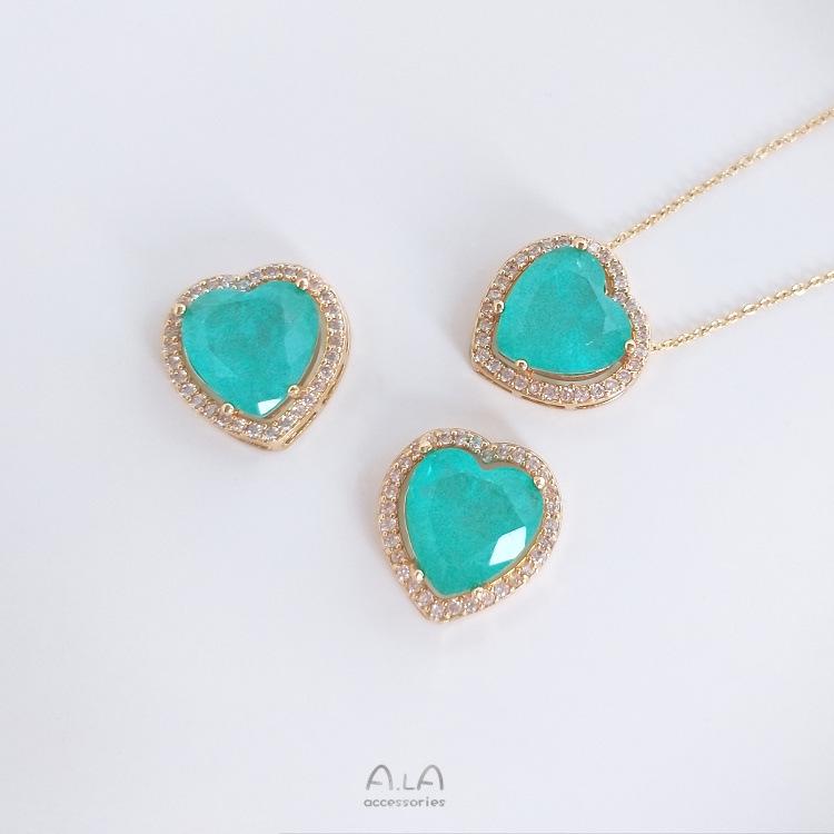 

Кулон с параибским самоцветом, заполненный 14-каратным золотом, с микро-паве из цирконов для DIY-ожерелья