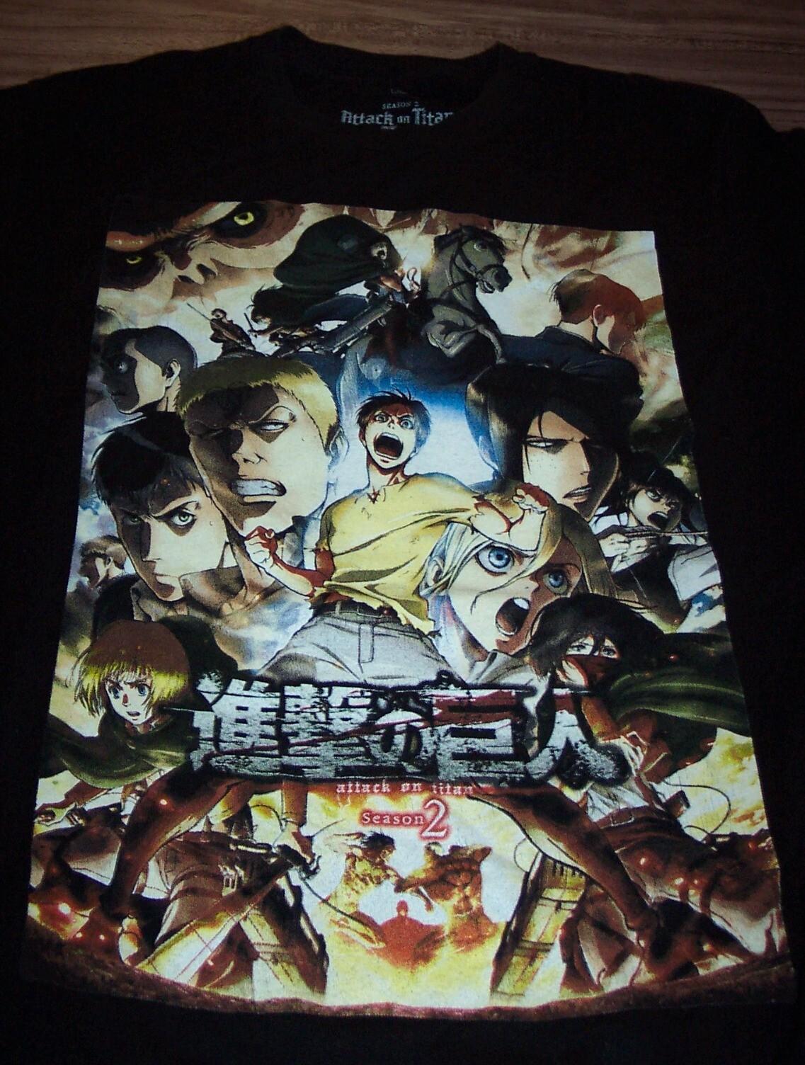 RARE Attack On Titan Season 2 T-shirt MENS MEDIUM XXXXL