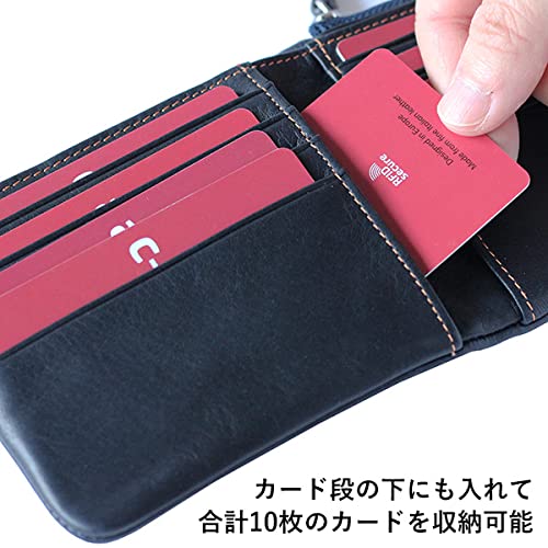 CCOMPANY LIMITED Men's Maurice Bifold Wallet with Coin Purse and Card Case, Cowhide Leather with Zipper closure (Navy)
