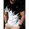 Мужская повседневная футболка с графическим принтом - Черно-белый абстрактный дизайн, Короткий рукав, Круглый вырез, Эластичная летняя, Уличный стиль, Повседневная комфортная футболка