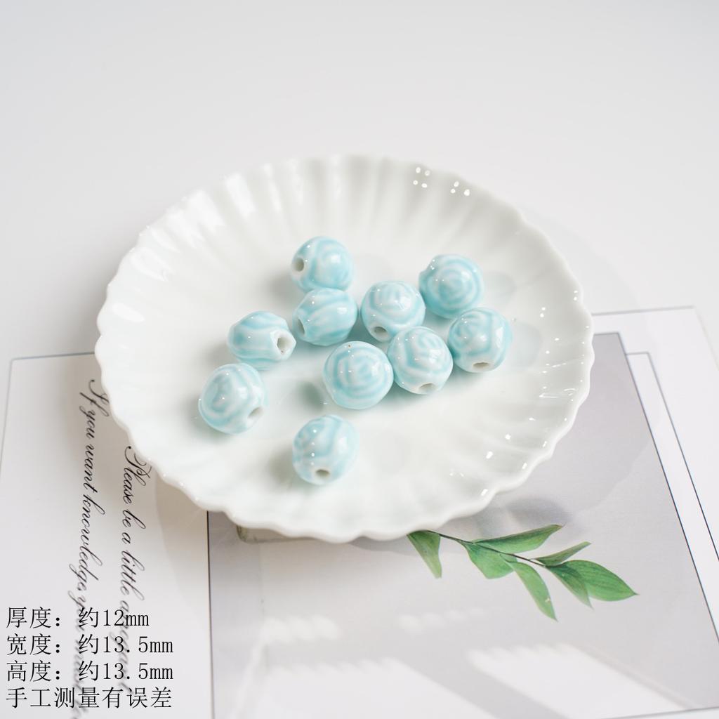 12Mm rose ball ceramic beaded accessories Jingdezhen bracelet necklace accessories DIY handmade materials wholesale high temperature