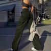 Womens Trendy Casual Streetwear Baggy Cargo Pants With Pockets Wide Leg Trousers Loose Overalls Long Pants