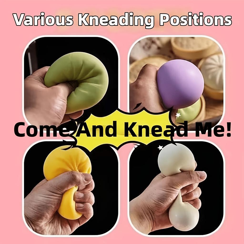 Set da 3 pezzi: 1 Baozi, 1 Coperchio e 1 Gabbia, Giocattolo Spremibile Baozi Lucido, Pallina Antistress Baozi Colorata, Giocattolo Spremibile Cibo Realistico