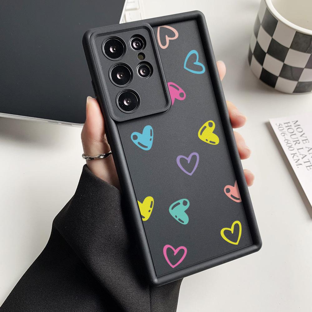 Soft Case For Samsung A55 5G S25 Ultra S24 FE A54 A16 A15 A53 A35 A34 A14 A13 A06 A05 A05s A33 A25 S23 S22 Plus Love Heart Cover