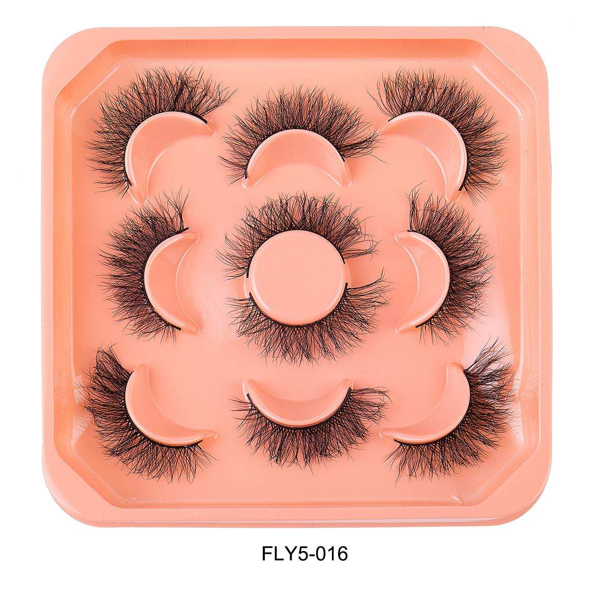 

5 пар накладных ресниц из высококачественного искусственного норкового волокна, многослойные завитые ресницы в стиле «жареные волосы»