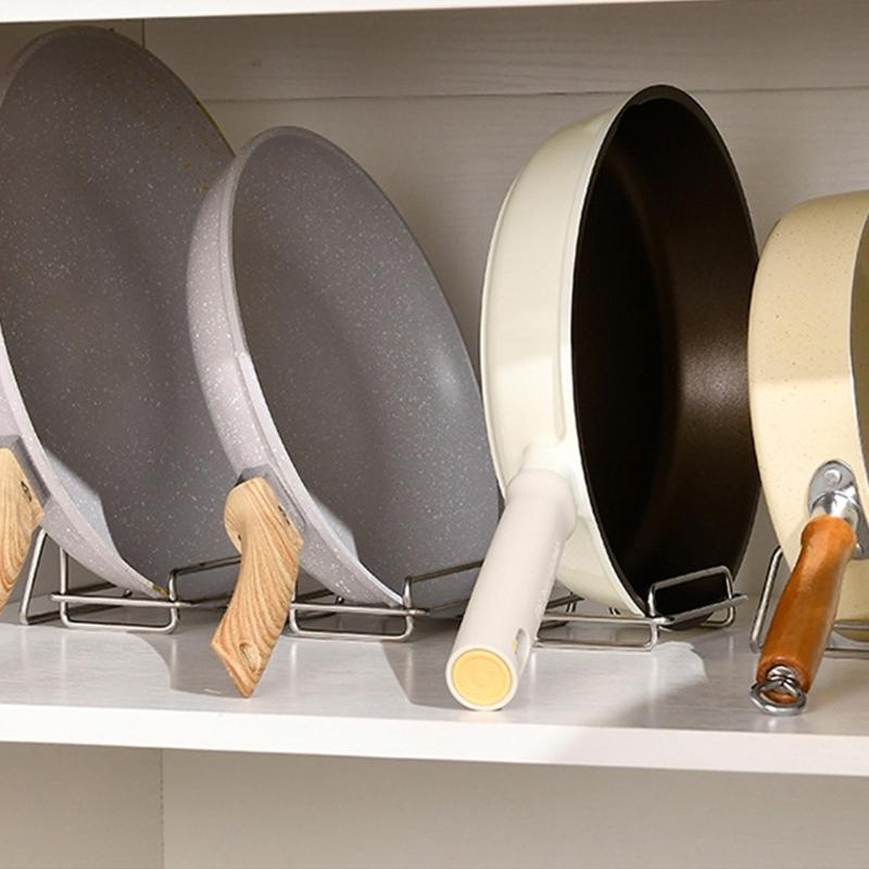 Sturdy Base Kitchen Pan Organizers Stand for Multiple Cookware Featuring Durable Stainless Steel Construction