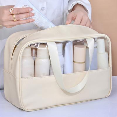 Cosmetic PVC Portable Bag Waterproof Clear Large Capacity Handle Zipper Dustproof Multifunctional Travel Toiletry