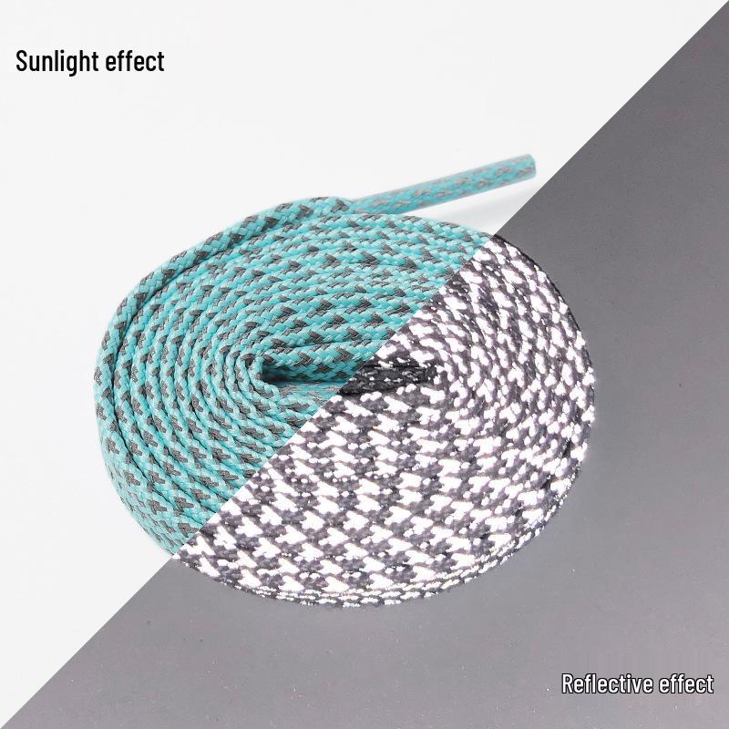 High-Brightness Reflective Double-Layer Polyester Shoelaces for Canvas, Skate, and High-Top Shoes