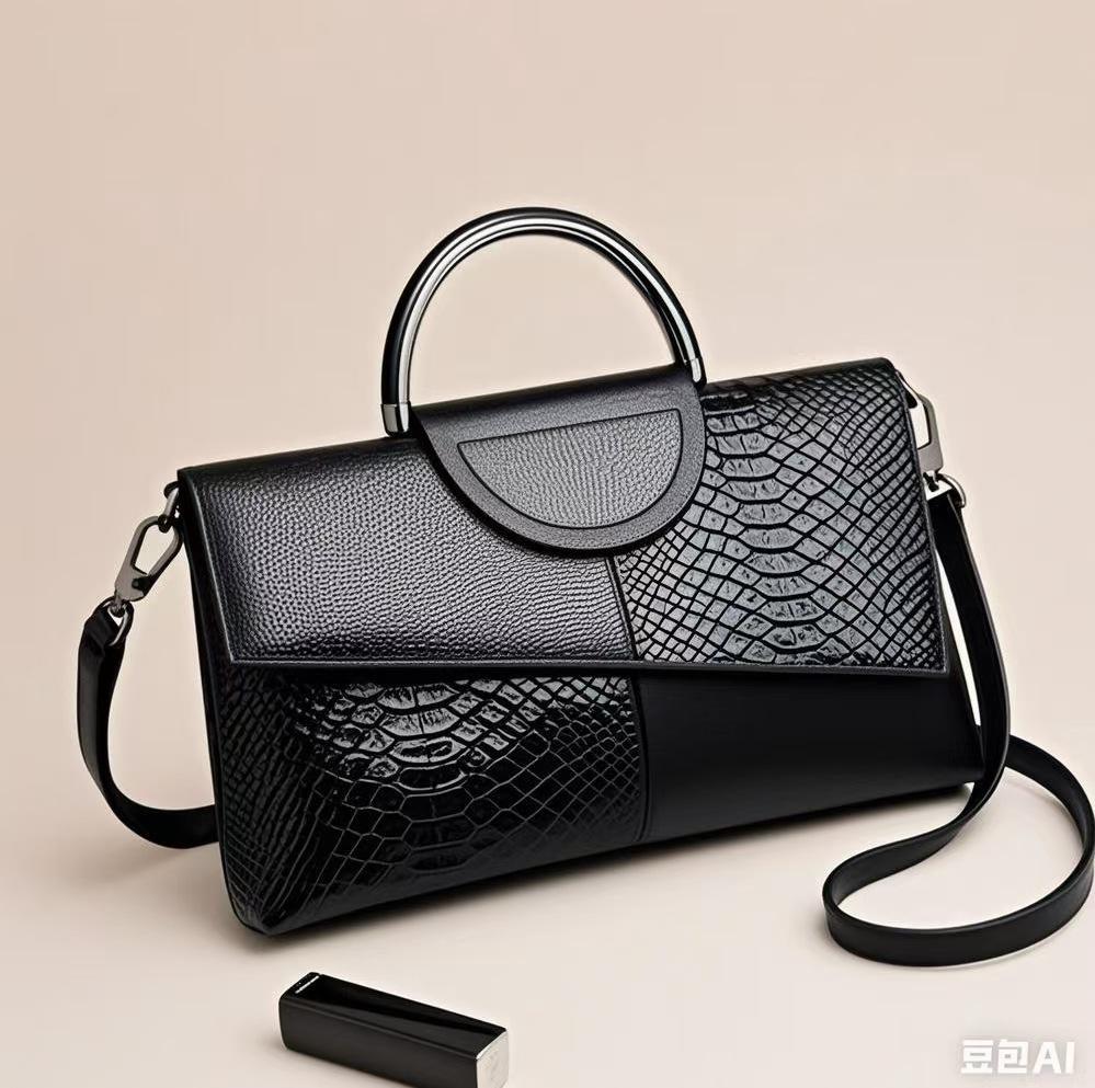Leather Handbag, Clutch Bag, Large-capacity Banquet Handbag, Crocodile Print, Fashionable and Elegant Lady's Crossbody Bag