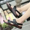 Fashion Summer New Men Sandals Black Brown Flat Heels Lightweight and Comfortable Beach Sandals Slippers British Gentlemen Sandals Large