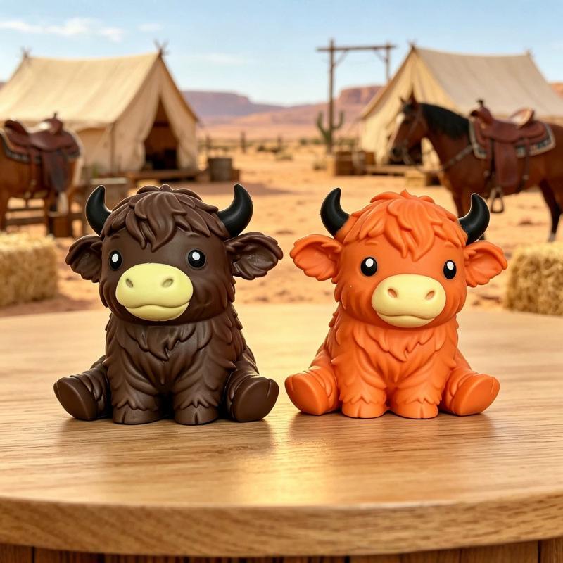 Highland Cattle Stress Relief Squeeze Toy - Creative Decompression Venting Ball