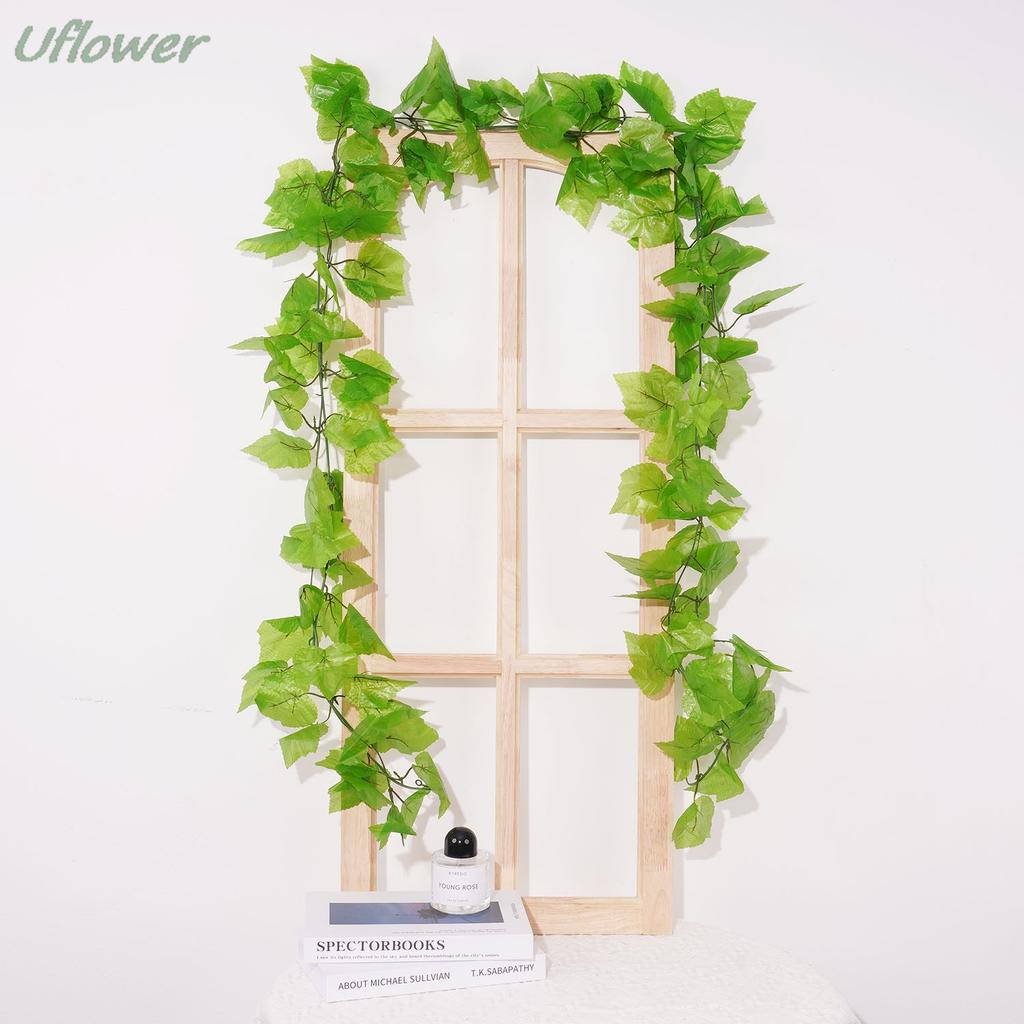 Artificial Grape Leaf Green Vine Sweet Leaf Rattan Plastic Decor for Ceiling Vegetable Fruit Orchard Outdoor Wedding Pendant