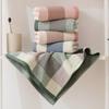 Gauze Gingham Face Towel Soft Absorbent Lint-Free Retro Full Cotton Washcloth Ultra Gentle for Home Adult Bathroom Travel Spa