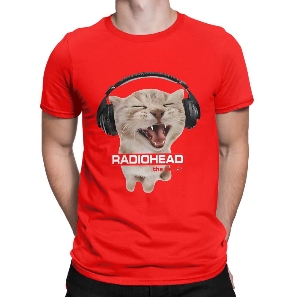 Streetwear T Shirt Summer Radiohead Hip Hop T Shirt Cat with Headphones Cotton T Shirt for Man Women Y2K Funny Hot Sale Top Tee