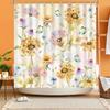Purple Violet & Teal Floral Shower Curtain – Retro Natural Waterproof Polyester Bathroom Decor With 12 Hooks, Lavender Design