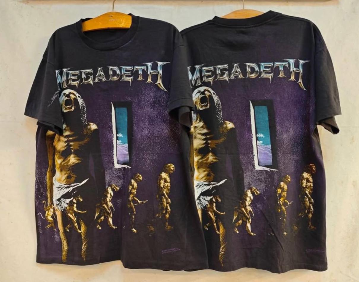 Vintage 1992 Megadeth AOP Count Down To Destruction 90s Band XL REPRINT Unisex T-Shirt M