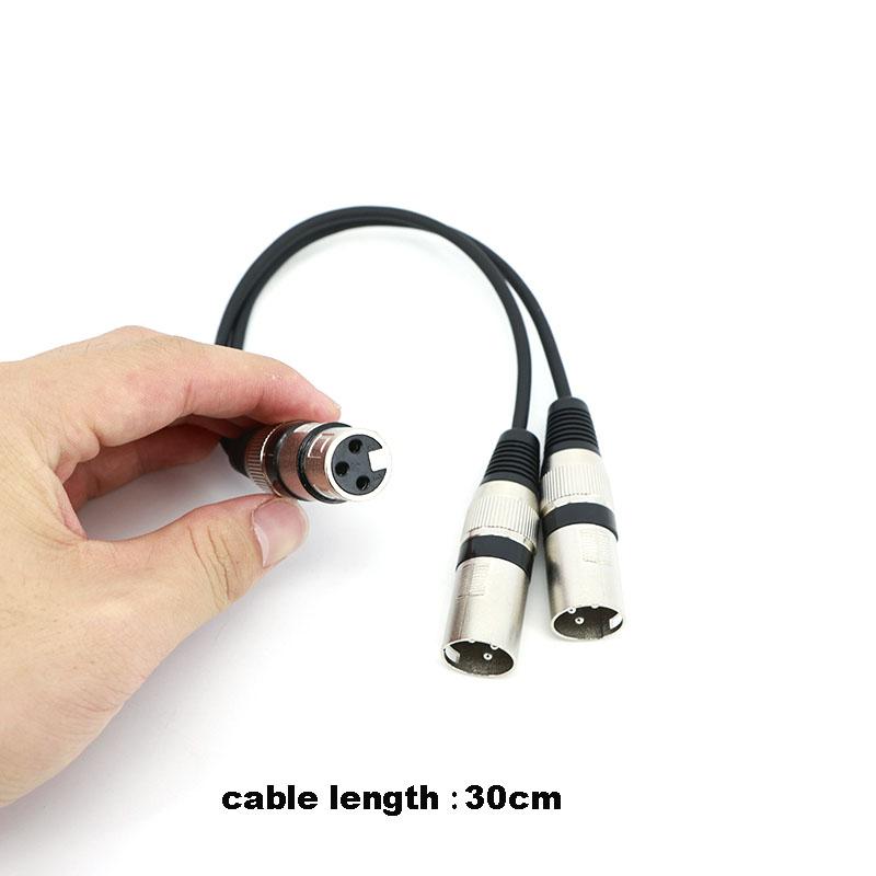 30cm 3-polig XLR Buchse auf 2 männliche XLR Y-Splitter Mikrofon DJ Kabel Konvertierung 2-fach 3-adrig 3p Stecker auf Buchse Adapter 30cm Kabel