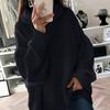 Pullover Sweater for Plus-Size Women, Featuring a High Neck, Solid Color, Long Sleeves, And Ribbed Drop Shoulders