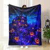 Suige Home Halloween Throw Blanket-Spooky Haunted Mansion, Jack-O'-Lanterns-Lightweight All-Season Cozy Blanket for Couch, Bed, Sofa-Machine Washable