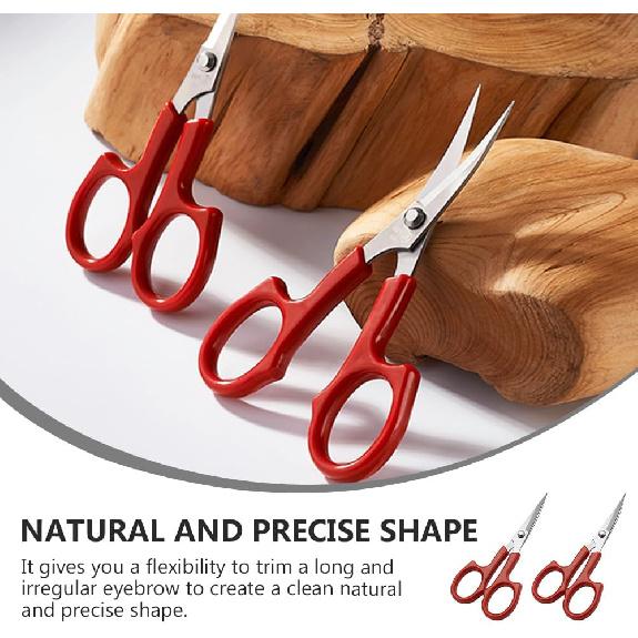 2pcs Stainless Steel Grooming Scissors - Women Eyebrow Trimmer & Mustache/Nose Hair Clipper | Portable Nail Trimming Tool for Home, Salon & Makeup