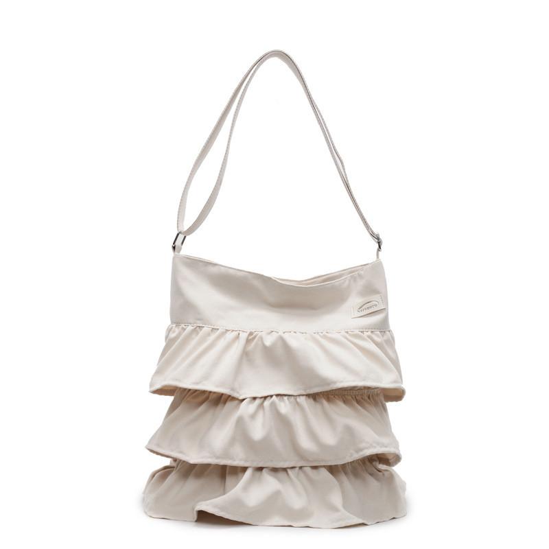 Lazy Style Female Shoulder Bag With Wrinkled Fabric And Magnet Closure Daily Use