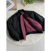 Wine Red Velvet Reversible Bomber Jacket MA1 Style Padded Coat Teens Casual Winter