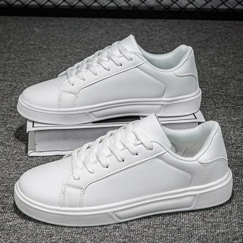 Male Casual Shoes Light Plush Female Vulcanized Jogging Footwear Sneaker Pu Leather Solid Men'S Footwear White Footwear Couple Tie-up