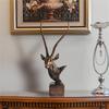 Modern Resin Antelope Head Sculpture with Base for Farmhouses Home Office Living Room Bookshelves Decorative Ornament