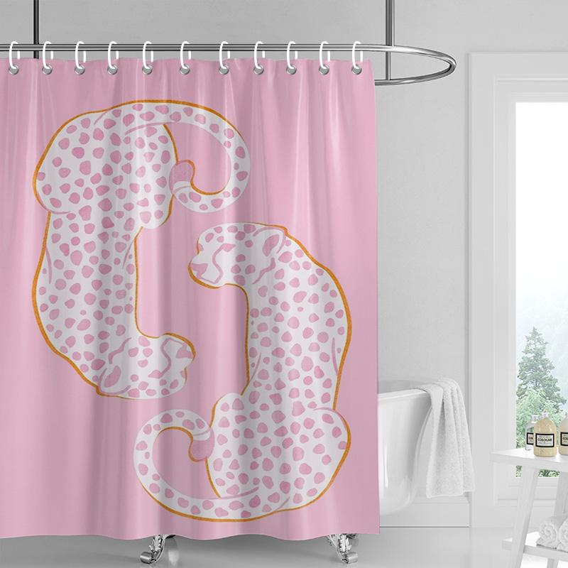Artistic Tiger Print Shower Curtain Waterproof Bathroom Decorative Animal Theme Partition Curtain with 12 Hooks 240x180cm