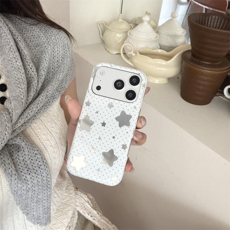 Custom Polka Dot Mirror Star Stand for iPhone 17/16 Pro Max/15/14 Cases