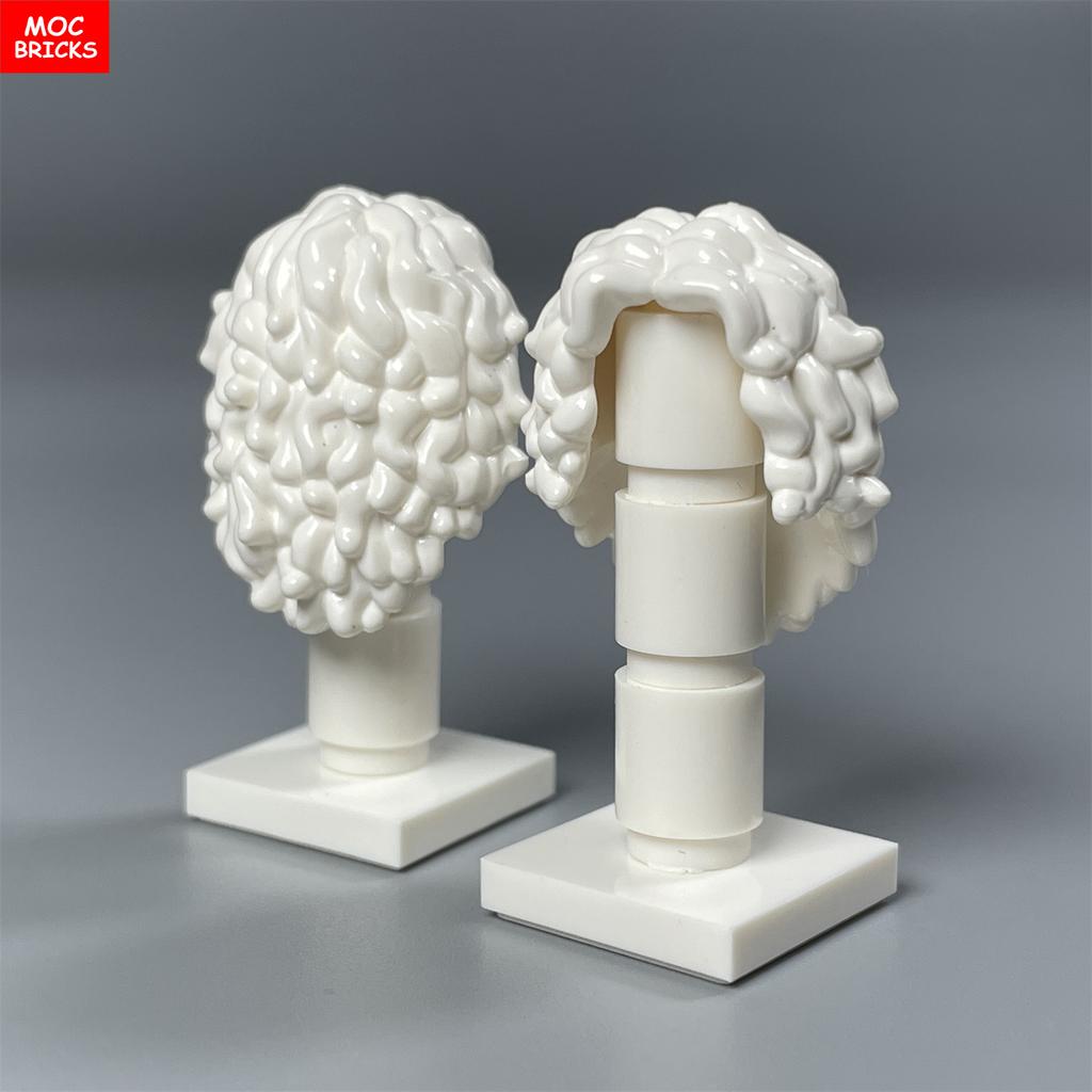 10pcs MOC Bricks 4cm Figure Wear Woman Female Curly Hairs Princess Hair Assembled Building Blocks Accessories Children's Toy