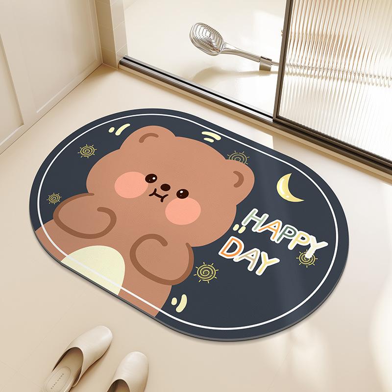 Bathroom floor mat, bathroom diatom mud absorbent mat, door mat entry non-slip bathroom quick-drying non-slip carpet