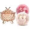 4-Inch Glazen Poederpotje met 2 Zachte Pluche Poederdonsjes van 3,5 Inch Herbruikbare Afsluitbare Opbergdoos voor Lichaamspoeder Make-up Sieraden Elegante Kaptafel Organizer
