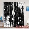 2pcs 2D FLAT PRINTING Curtains (Without Rod) Melody Sketch Pattern Modern Curtains Durable Polyester Curtains Decorations For