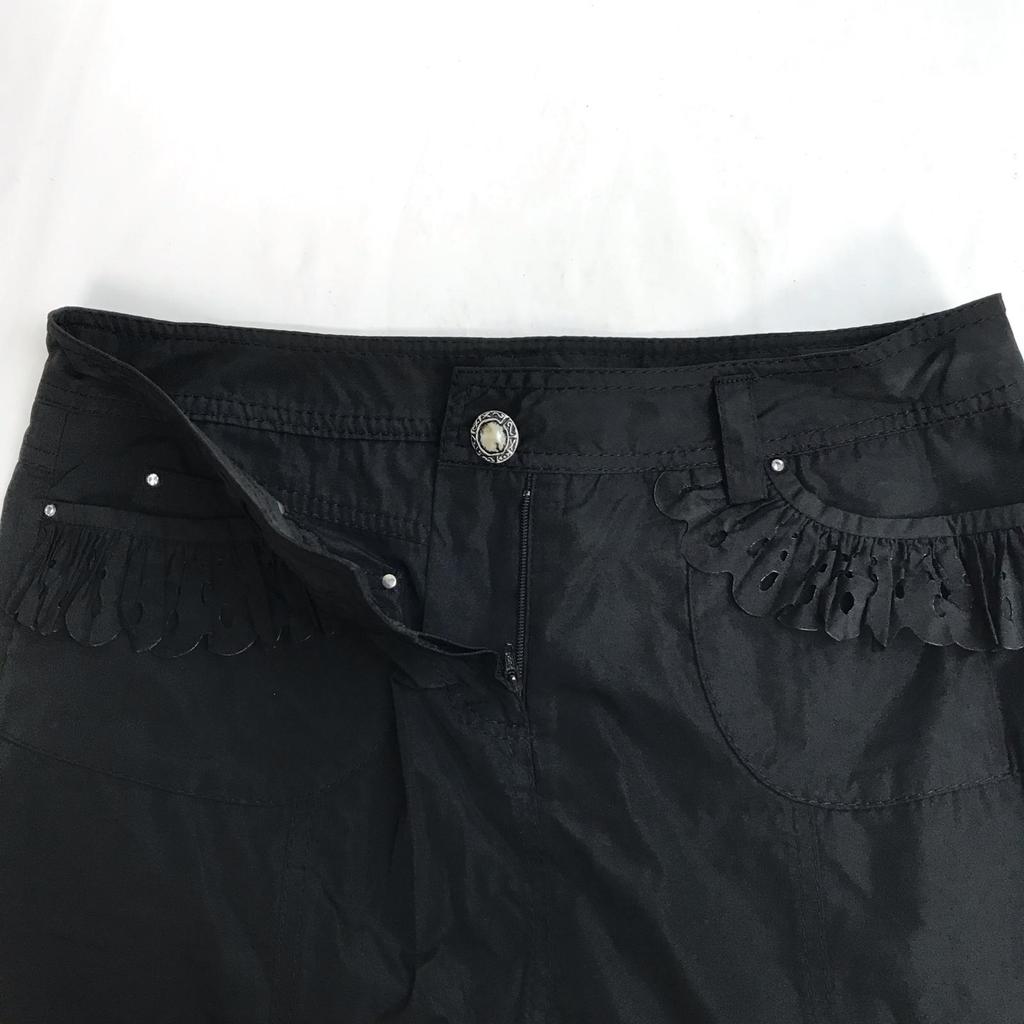 ITALIYA Langer ausgestellter Rock Schwarz Damen 9/M mit Steinbesatz(GEBRAUCHT)