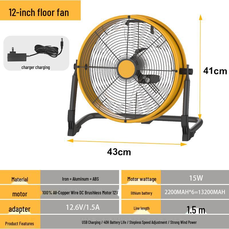 Ventilatore da pavimento solare portatile ad alta potenza per uso esterno