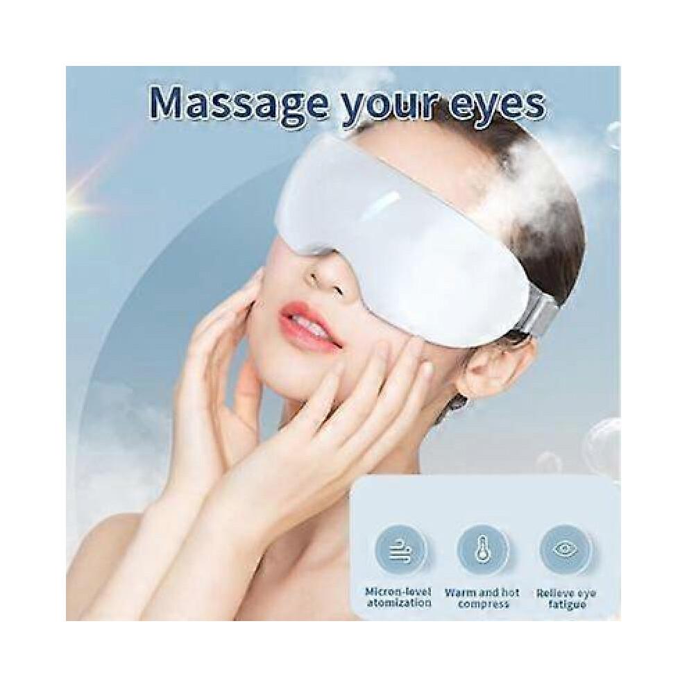 (White)Eyerelis Steam Therapy Eye Mask, Hot/Cold Compress with Adjustable Temperature, USB Rechargeable, Soft Silicone for Dry Eyes, Migraine Relief