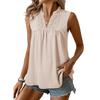 European Style Summer Fashion V-Neck Color Block Casual Sleeveless