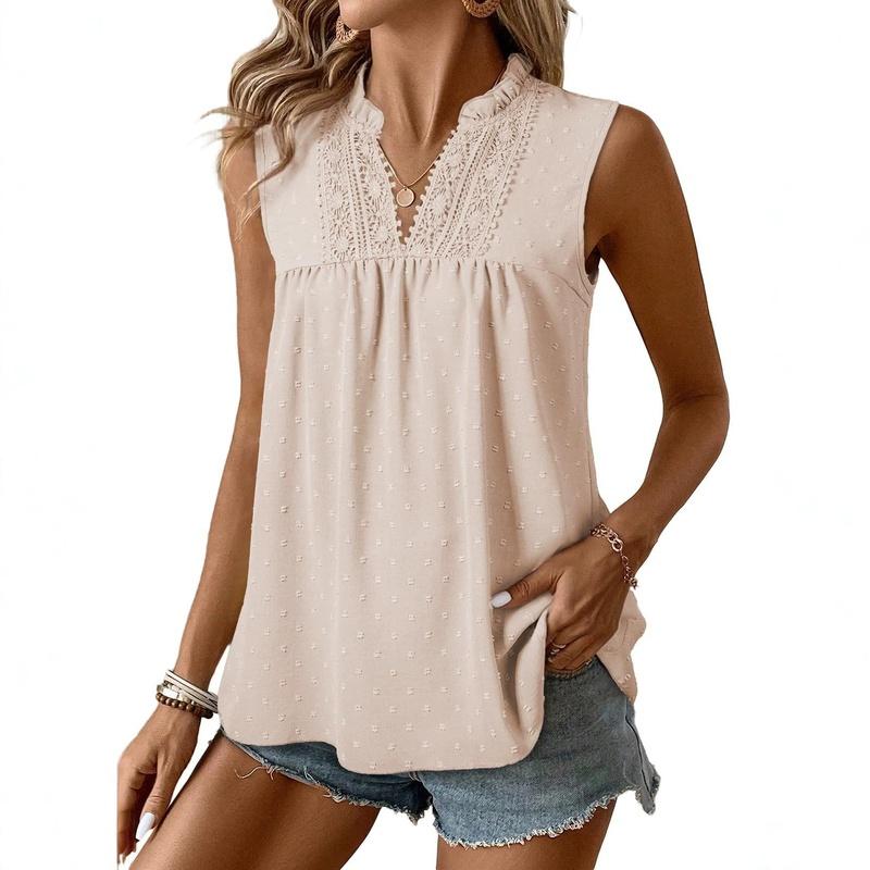 European Style Summer Fashion V-Neck Color Block Casual Sleeveless