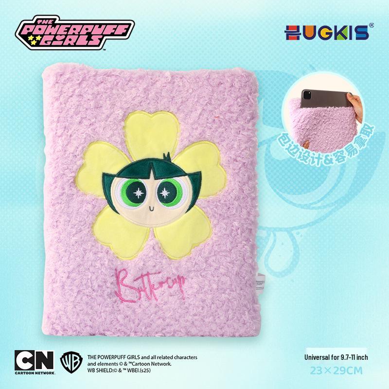 Powerpuff Girls Plush iPad Tablet Protective Crossbody Case & Diary Cover - Creative Gift for Girls
