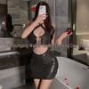 Pailletten V-Ausschnitt Bodycon Clubkleid