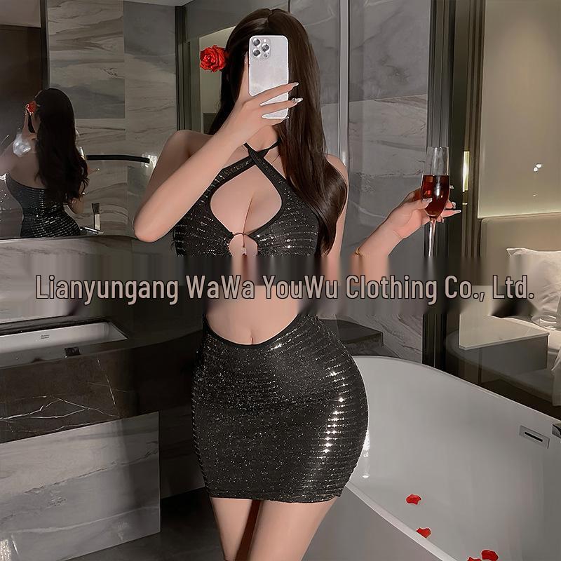 Pailletten V-Ausschnitt Bodycon Clubkleid