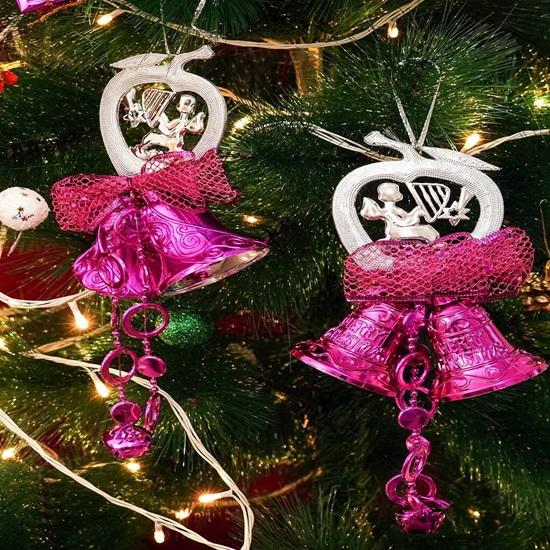 Sada 2 kusů vánočních ozdob na stromeček Zvonky na zeď Hlavní dveře Zvonky na zavěšení na stromek Rekvizity Ornamenty Vánoční dekorace do domácí kanceláře