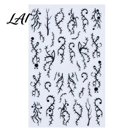 Gothic Nail Art Accessories Women Stickers for Halloween Spooky Ghost Pumpkin Spider Web Bat DIY Manicure Thorns Decal Supplies Holiday Party