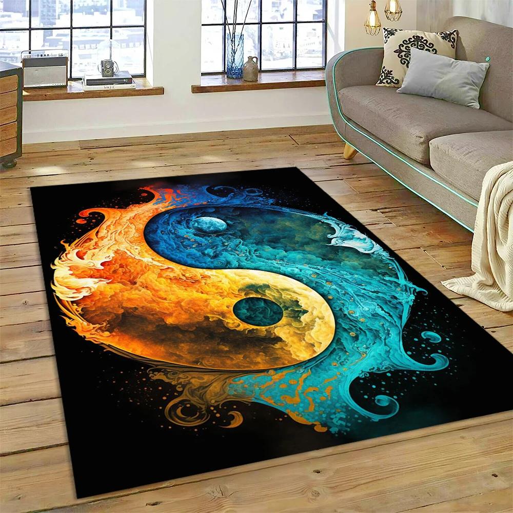 Yin ve Yang 3D Doğal Çin Tai Chi Halı Kilim Ev Oturma Odası Yatak Odası Kanepe Kapı Paspası Dekor, Çocuk Alan Halısı Kaymaz Mat