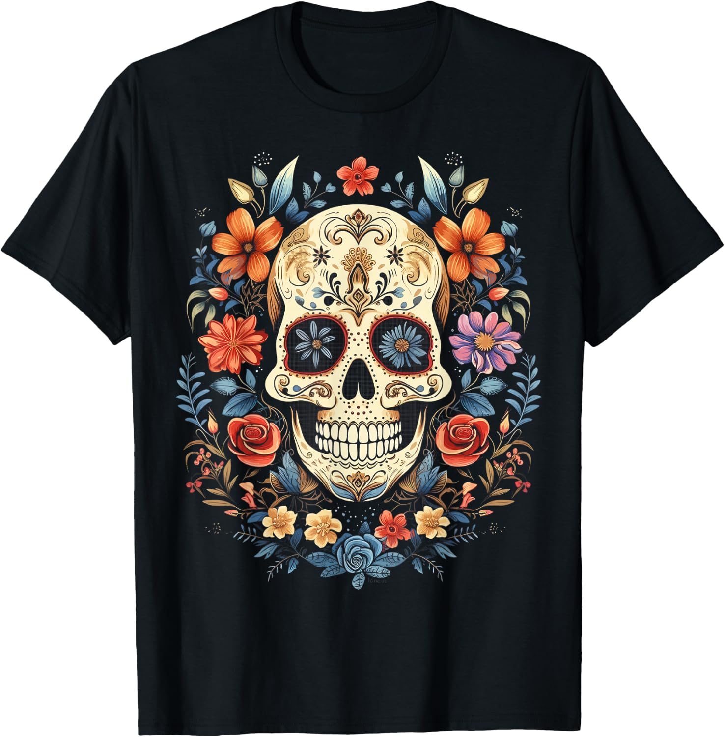 De Los Muertos Day of The Dead Sugar Skull Halloween Women T-Shirt S