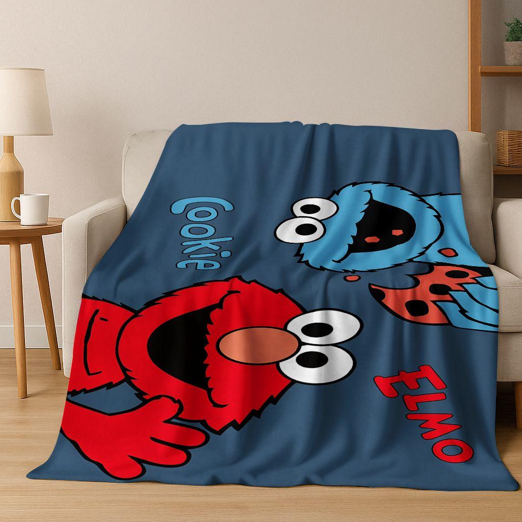 3D S-Sesame Cartoon Art Flannel Blanket,Cozy Soft Throw Blanket for Home Bedroom Bed Sofa Picnic Office Cover Gift Kids