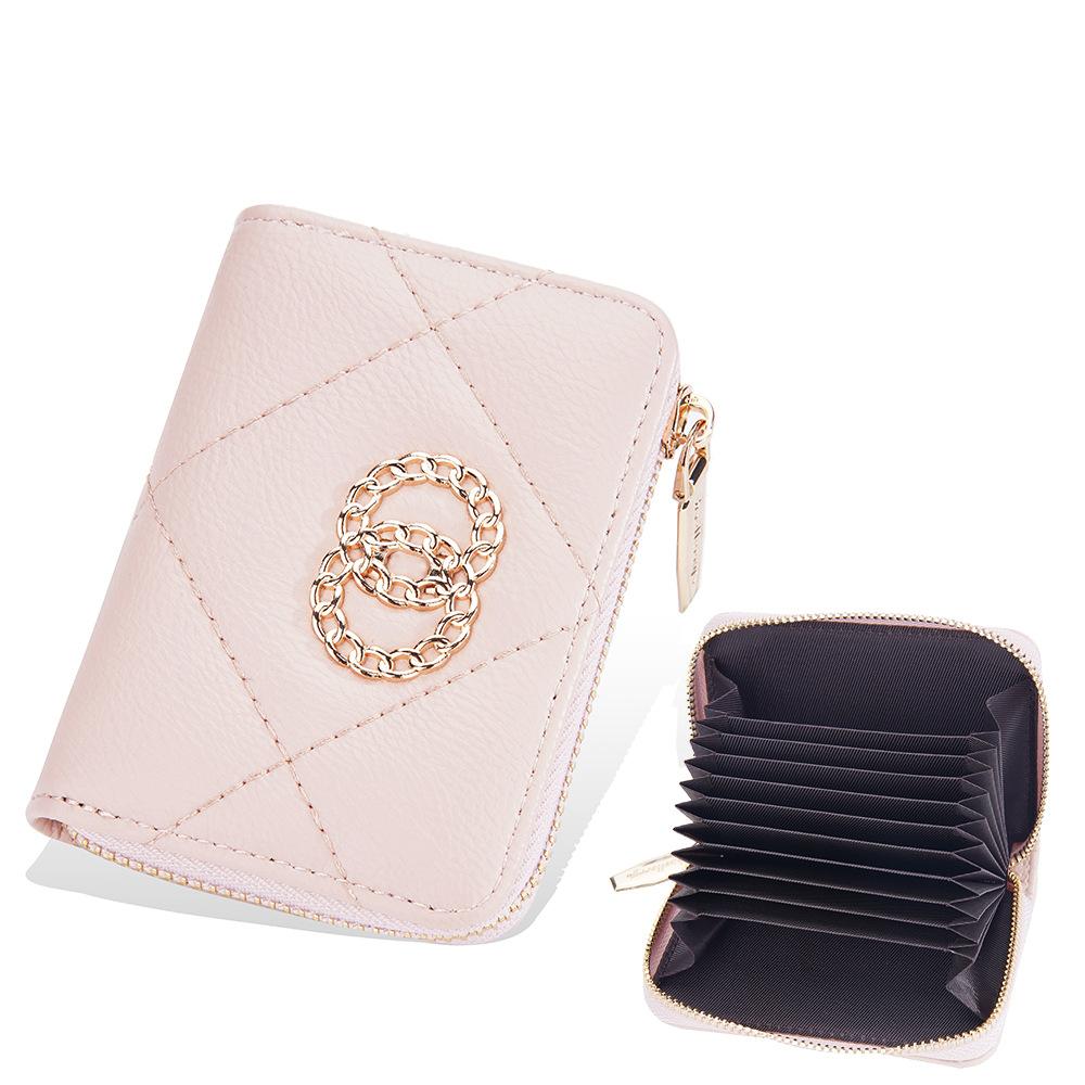 Baellerry Women's Short Purse Pu Leather Card Holder Multiple Card Slots Wallet Zipper Coin Purse Fashion Quilted Card Protector